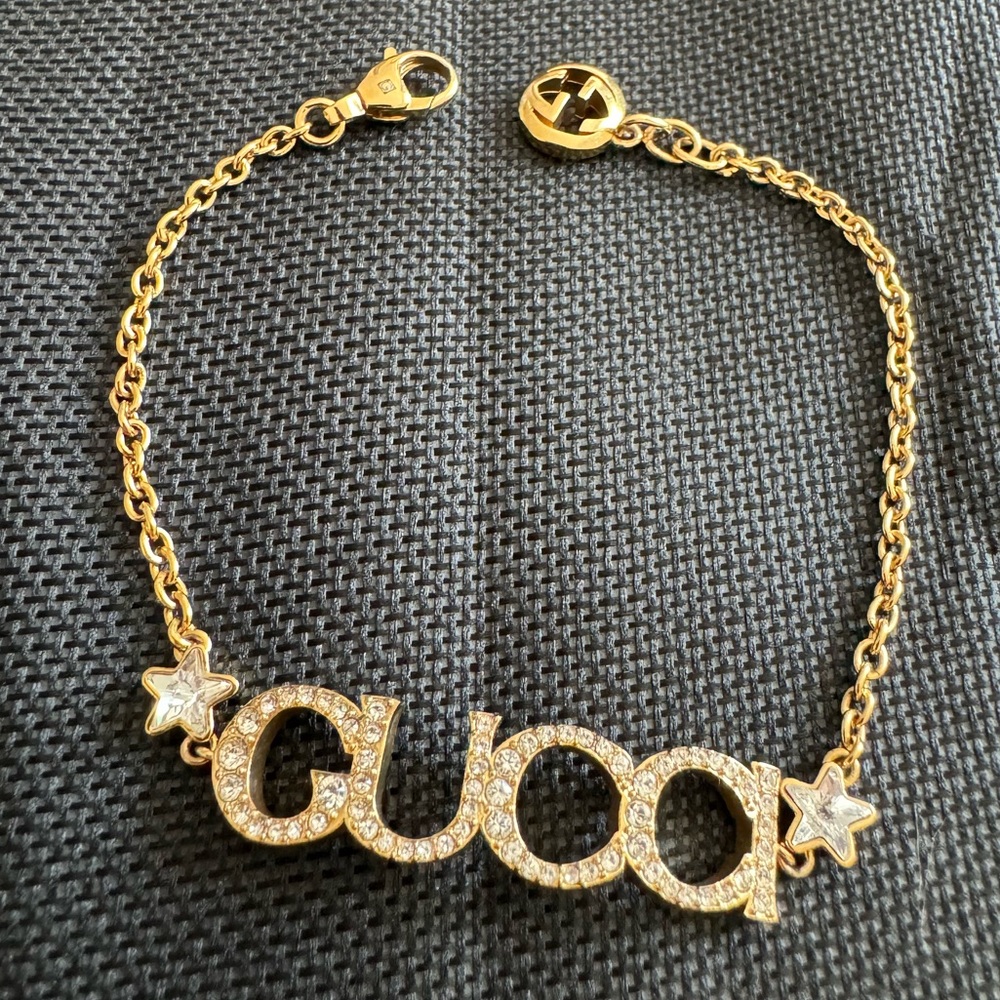 Gucci letter bracelet with crystals, fashion jewelry